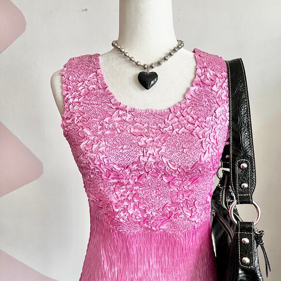 Vintage Pink Popcorn Tank Top, Y2K Coquette Fairycore Soft Girl 2000s Large - Picture 2 of 6